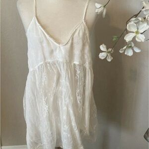 Out From Under Babydoll Lace Lingerie Urban Outfitters BOHO Cami Top White M
